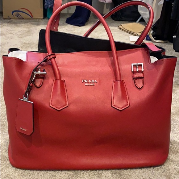 Prada, Bags, Prada Red Big Bag